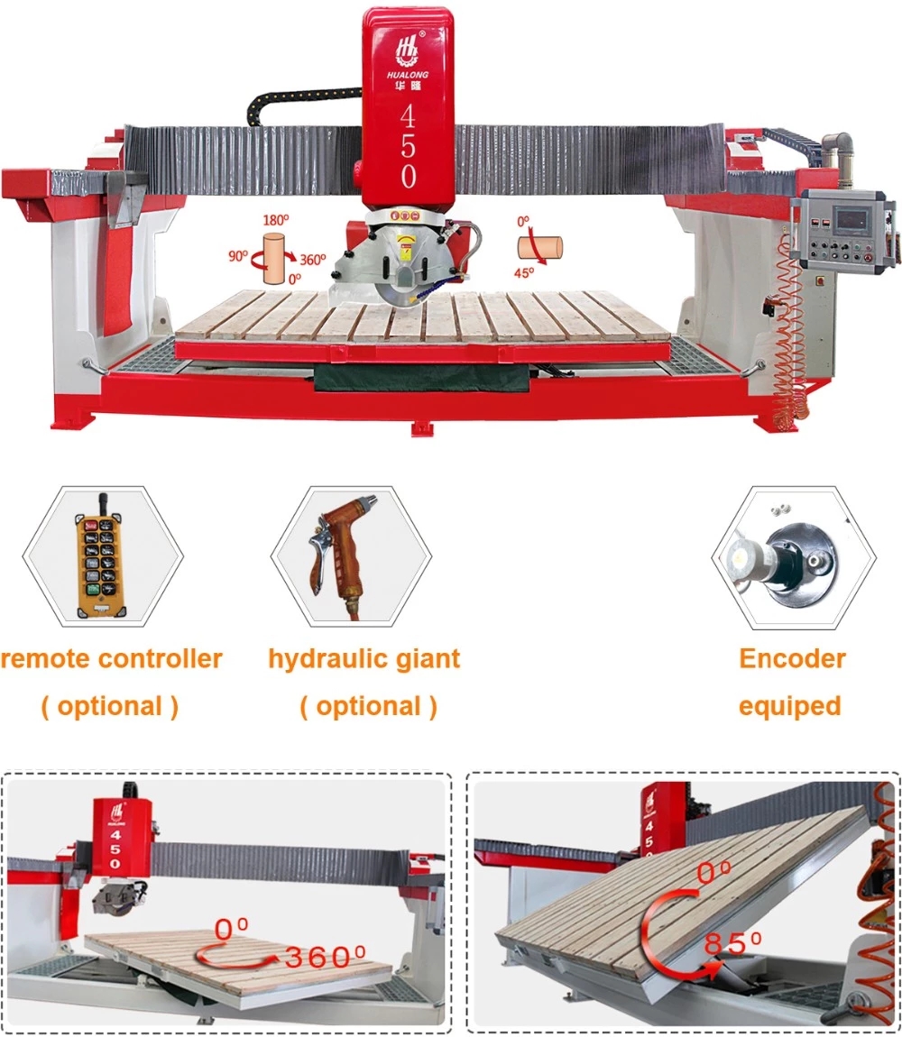 Hualong Hlsq-450 Machinery Máquina de corte de pedra Máquina de corte de serra de ponte de pedra Máquina de corte de pedra monobloco Máquina de corte de pedra por infravermelho