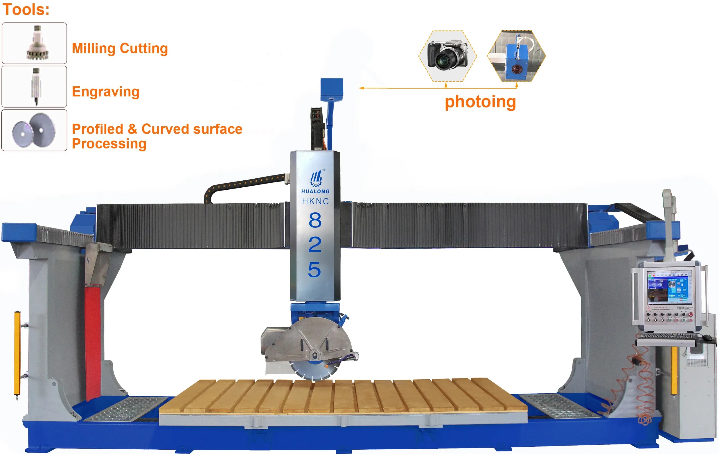 5 eixos de corte de pedra da ponte CNC